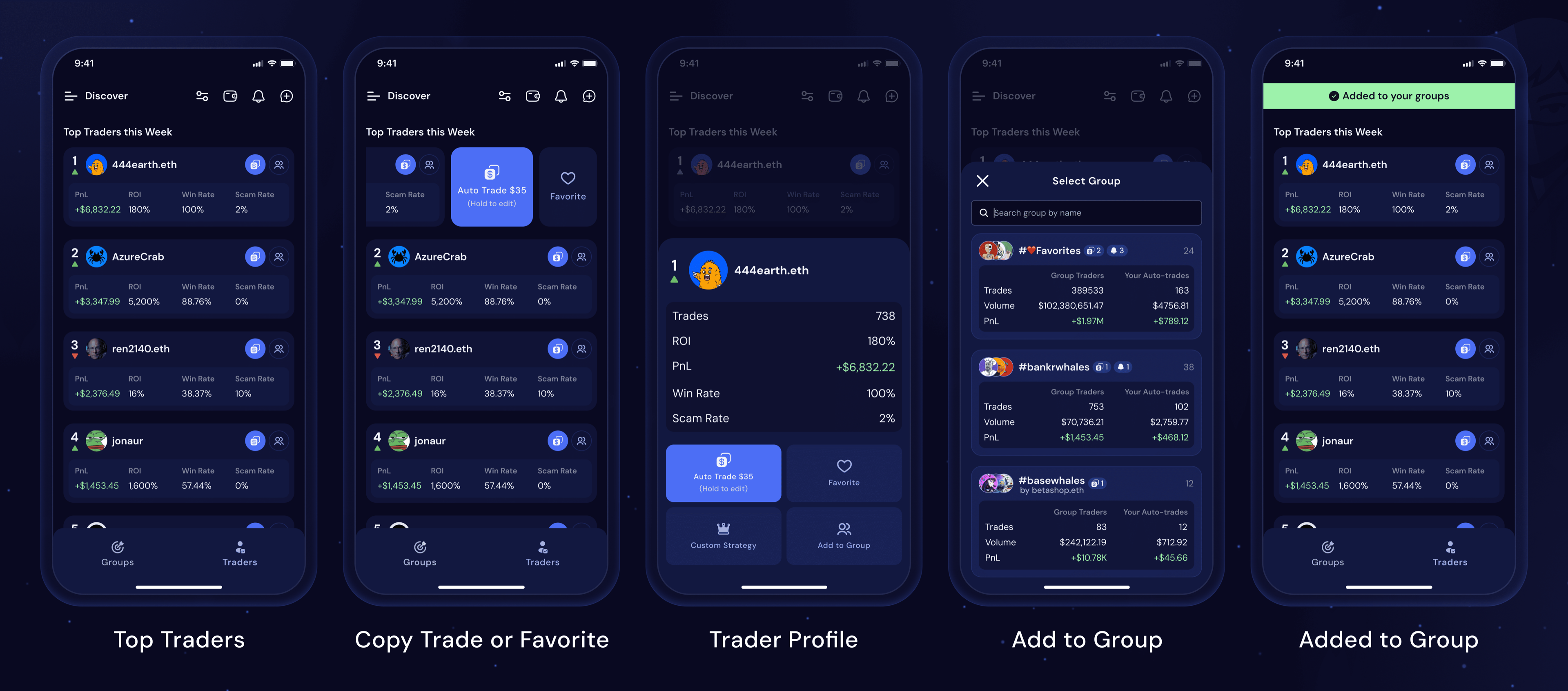 Senpi discover: traders and groups