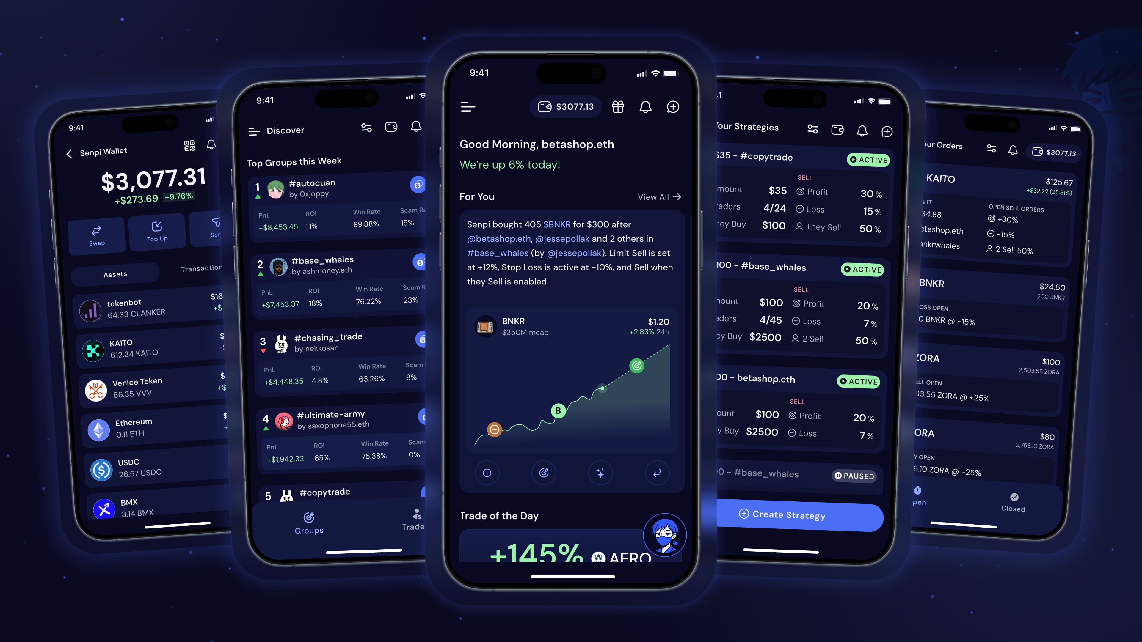 Senpi app screens